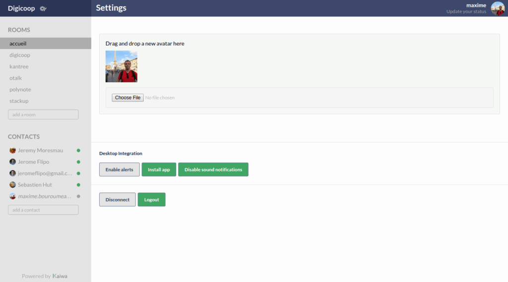 A modern and Open Source Web client for XMPP | Kaiwa
